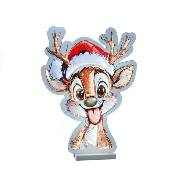 40cm Cute Reindeer with Santa Hat Christmas Infinity Light