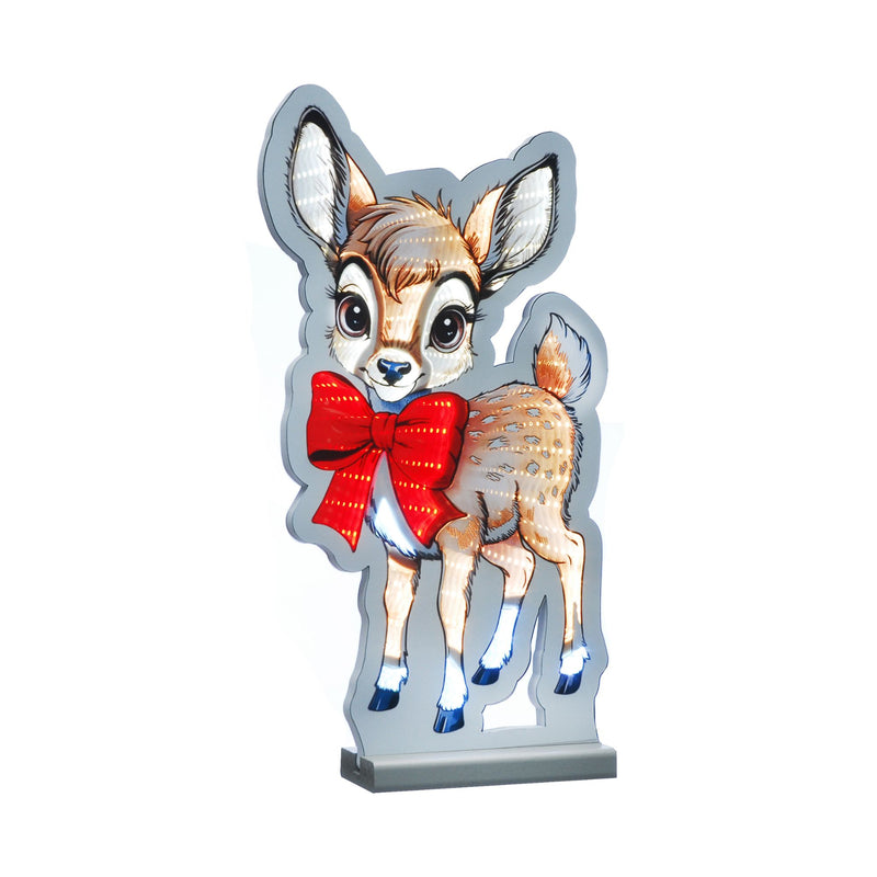 40cm Reindeer with Red Bow Christmas Infinity Light