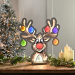 40cm Reindeer with Bauble Antlers Christmas Infinity Light