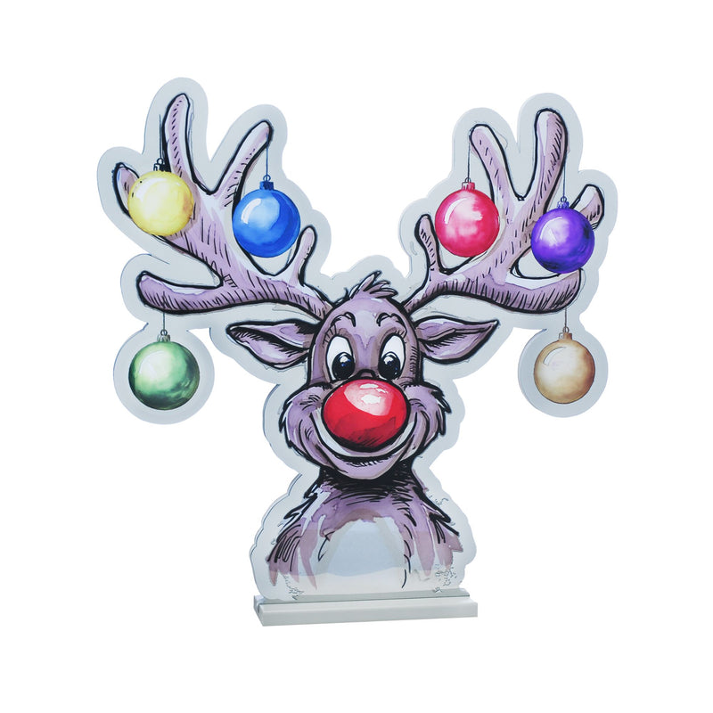 40cm Reindeer with Bauble Antlers Christmas Infinity Light