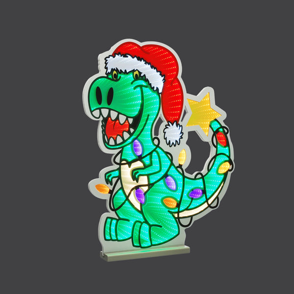 20cm Cute Dinosaur Wrapped in Fairy Lights Christmas Infinity Light