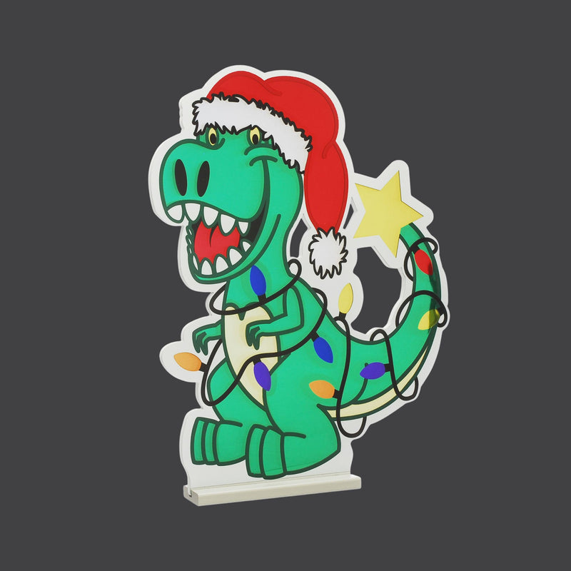 20cm Dinosaur Wrapped in Fairy Lights Christmas Infinity Light
