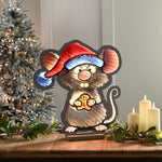 40cm Cute Rat with Santa Hat Christmas Infinity Light