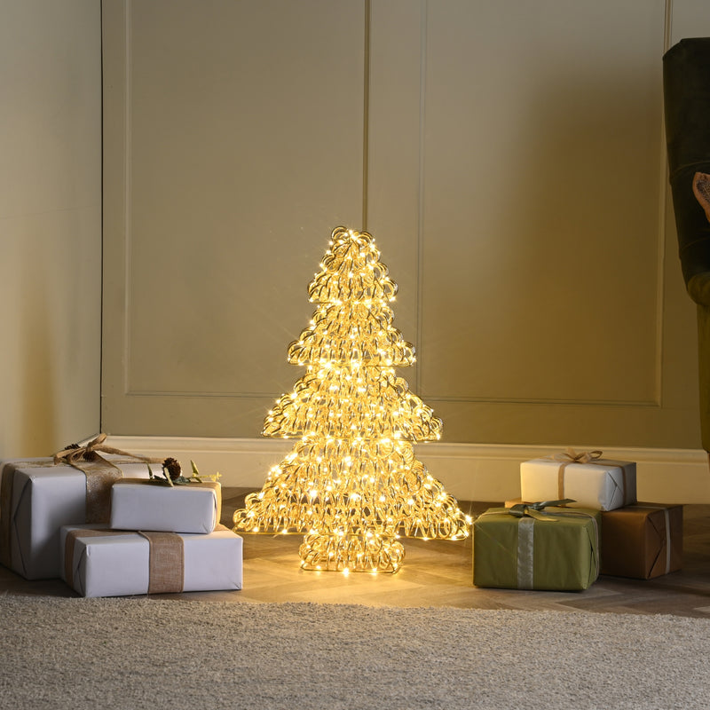 60cm Gold Spiral Twirl Christmas Tree with 400 Warm White LEDs
