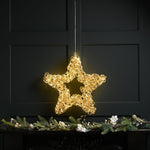 50cm Gold Spiral Twirl Christmas Star with 500 Warm White LEDs