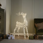 80cm Lit Silver Spiral Twirl Christmas Reindeer with 600 Warm White LEDs