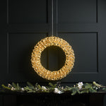50cm Gold Spiral Twirl Christmas Wreath with 500 Warm White LEDs