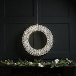 50cm Silver Spiral Twirl Christmas Wreath with 500 Warm White LEDs