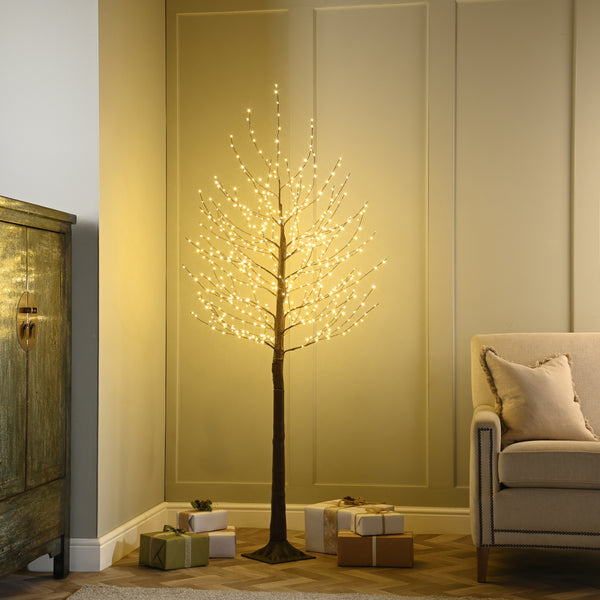 150cm Brown Twig Christmas Tree with 400 Warm White LEDs