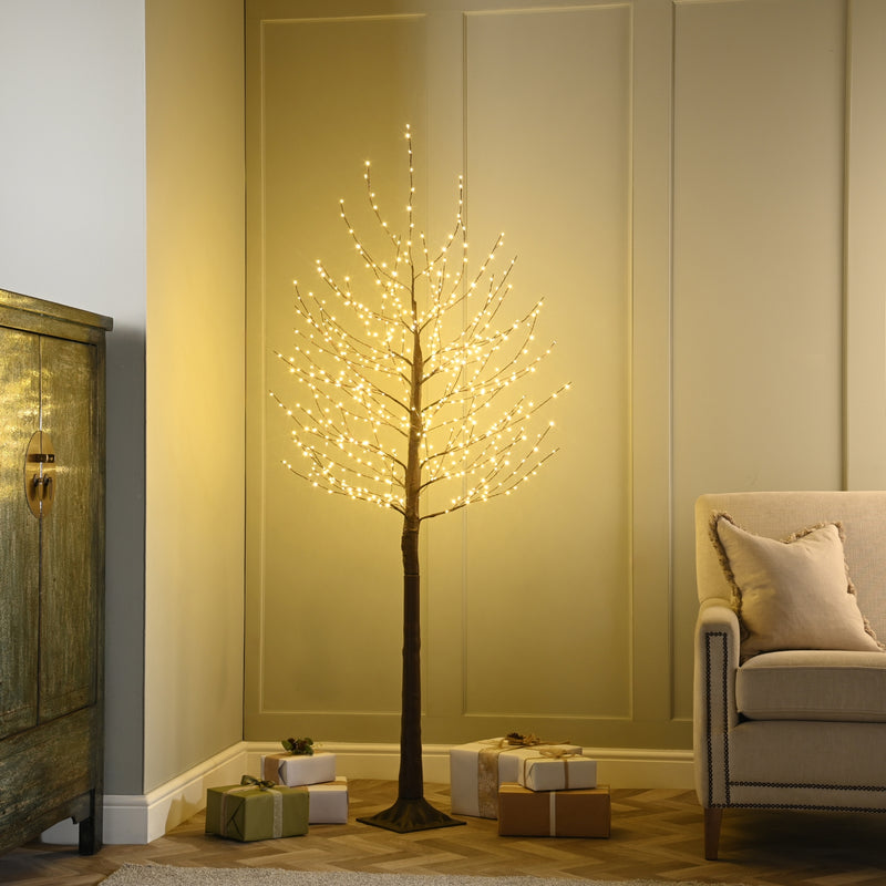 150cm Brown Twig Christmas Tree with 400 Warm White LEDs