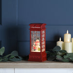 25cm Battery Operated Phone Box Magical Water Spinner with Snowman Scene