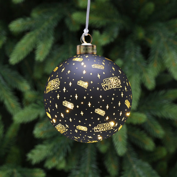 10cm Star Wars LED Lit Christmas Bauble Battery Operated