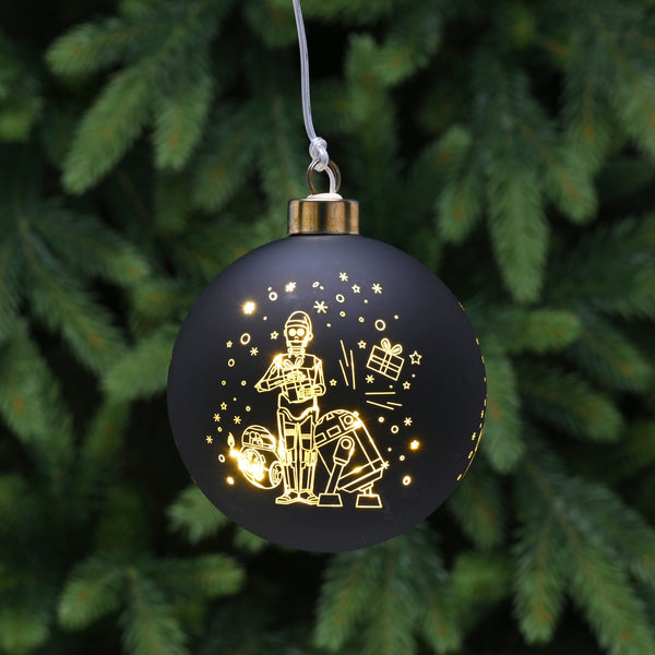 10cm Star Wars Droids LED Lit Christmas Bauble Battery Operated