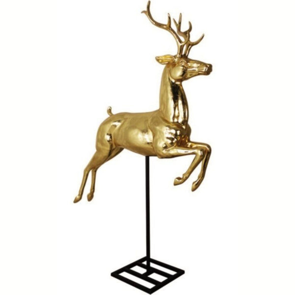 2.15m Gold Reindeer on Stand Commercial Christmas Display Prop