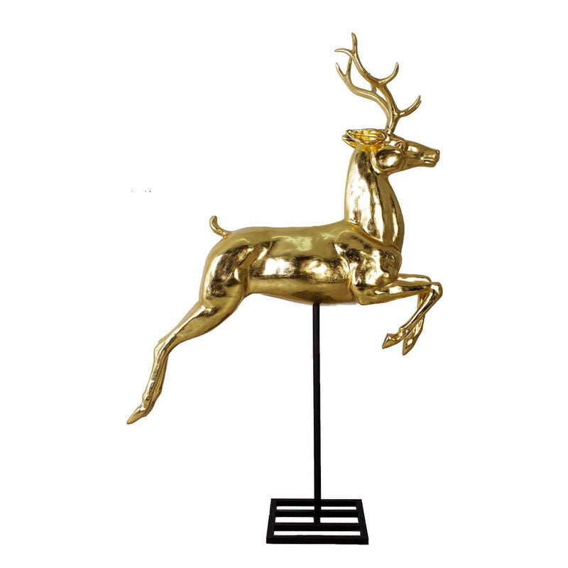 2.15m Gold Reindeer on Stand Commercial Christmas Display Prop