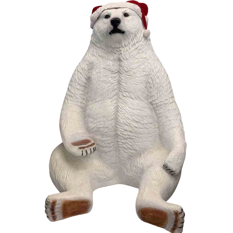 2.3m Giant Realistic Sitting Polar Bear Photo Opportunity Seat Christmas Prop