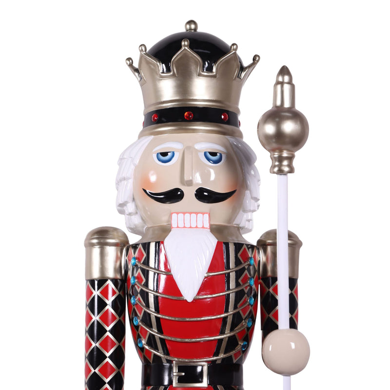 2m Black & Red Diamond King Nutcracker Christmas Commercial Display Prop