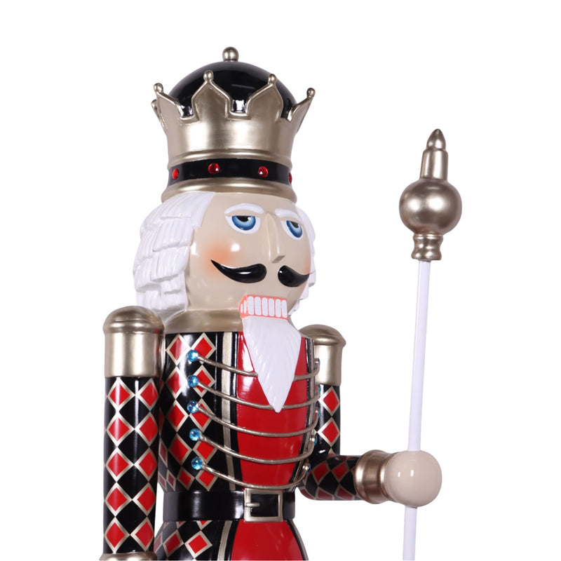 2m Black & Red Diamond King Nutcracker Christmas Commercial Display Prop