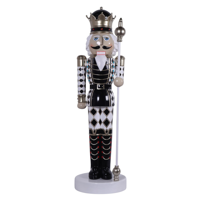 2m Black & White Diamond King Nutcracker Christmas Commercial Display Prop