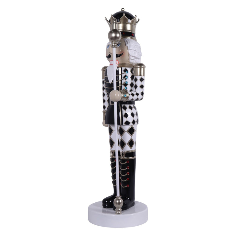 2m Black & White Diamond King Nutcracker Christmas Commercial Display Prop