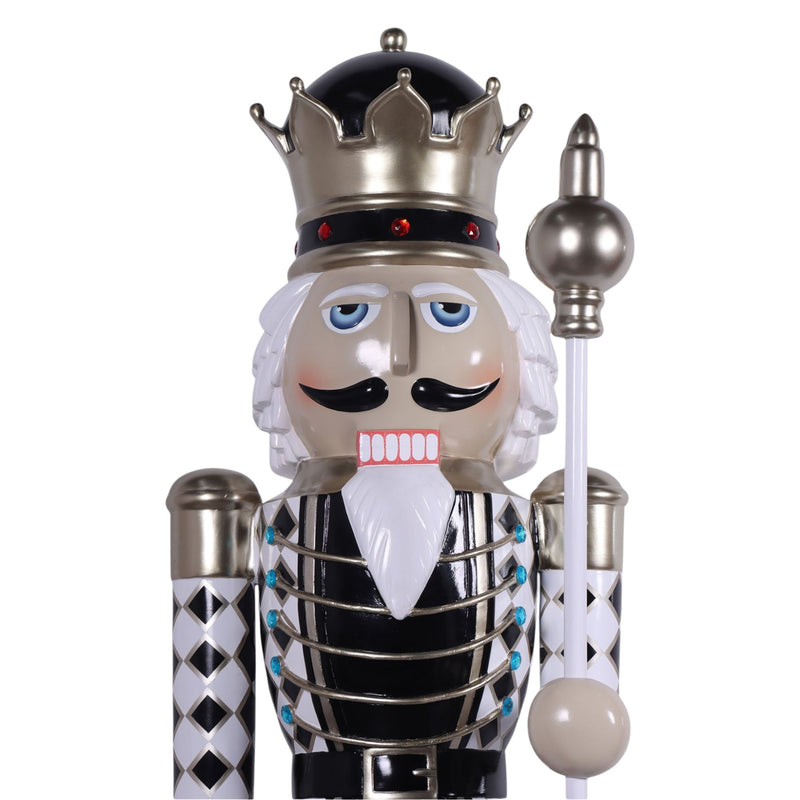 2m Black & White Diamond King Nutcracker Christmas Commercial Display Prop