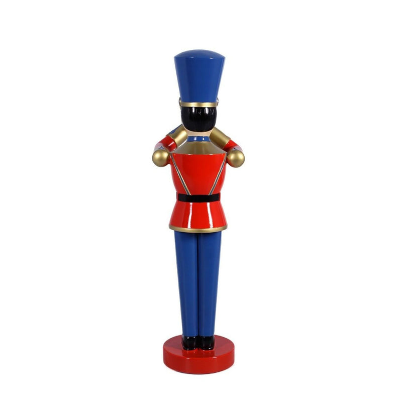 4ft Red and Blue Toy Soldier with Trumpet Commercial Christmas Display Prop