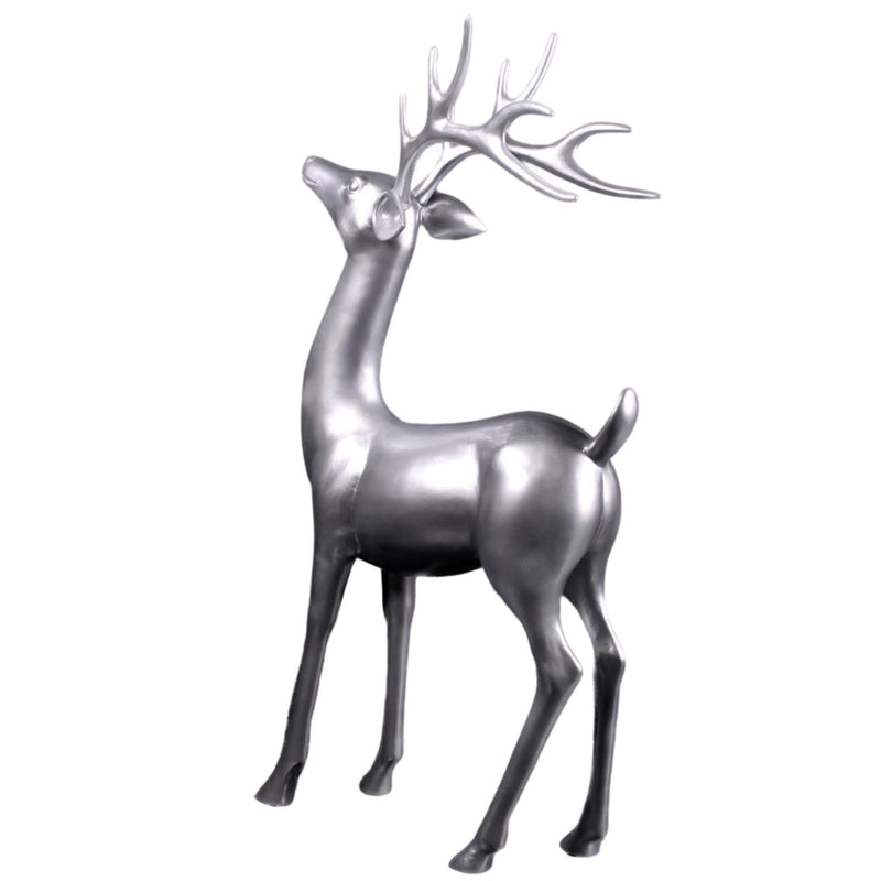 1.7m Standing Reindeer with Matte Metallic Silver Finish