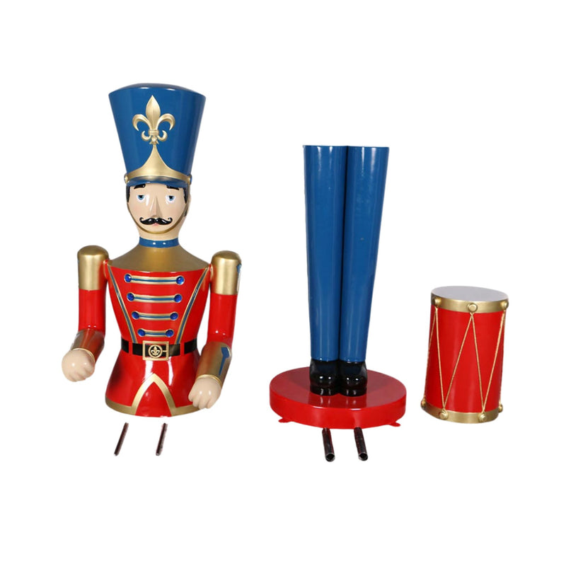 2.7m Christmas Toy Soldier Wearing Red and Blue Uniform Playing Drum