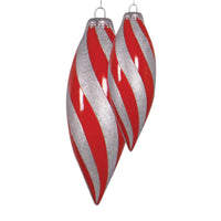 1m Giant Shiny Red & Silver Christmas Finial Bauble Display Prop - 2
