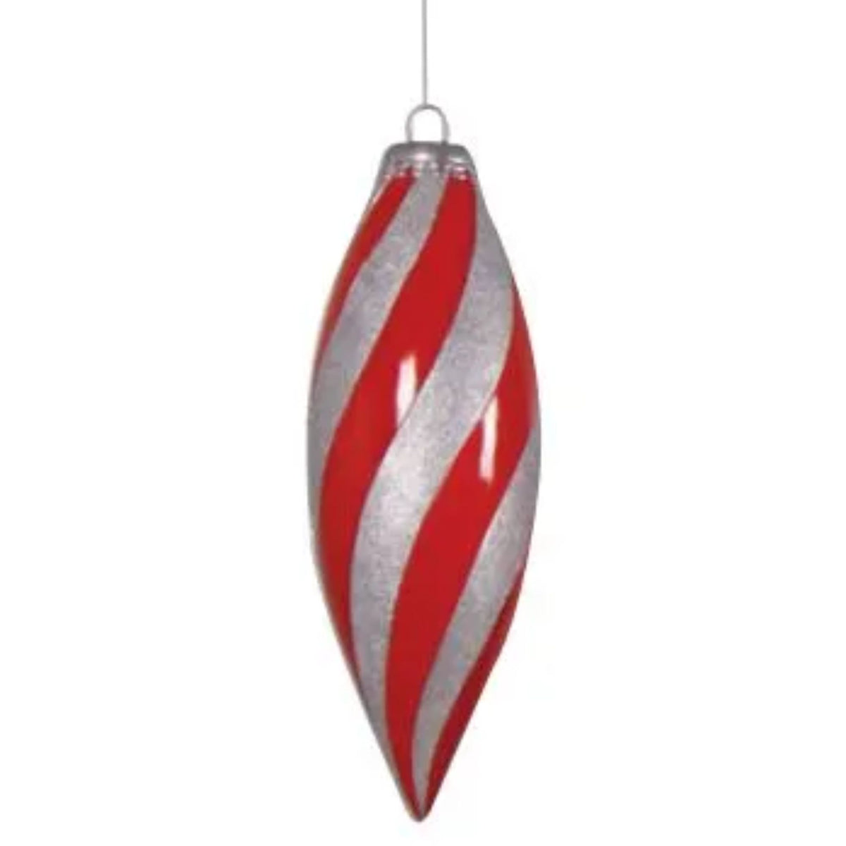 1m Giant Shiny Red & Silver Christmas Finial Bauble Display Prop