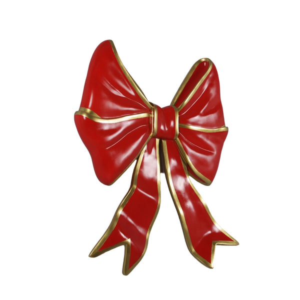 1.1m Large Festive Red Ribbon Bow With Gold Edging Display Prop