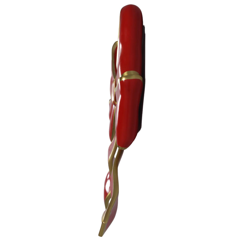 1.1m Large Festive Red Ribbon Bow With Gold Edging Display Prop