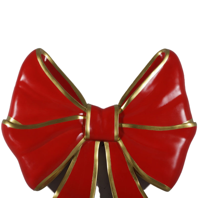 1.1m Large Festive Red Ribbon Bow With Gold Edging Display Prop