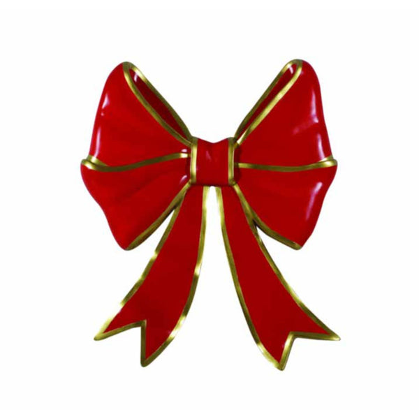 1.1m Large Festive Red Ribbon Bow With Gold Edging Display Prop