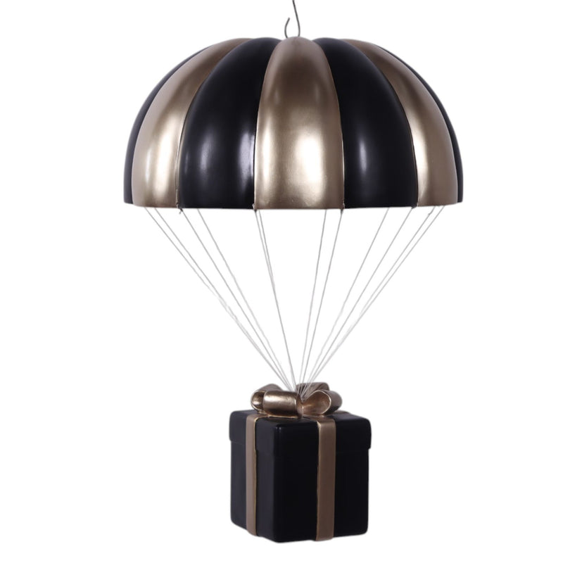 3ft Black & Gold Parachuting Christmas Present Commercial Christmas Display Prop
