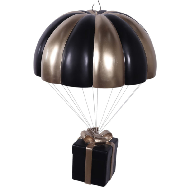 3ft Black & Gold Parachuting Christmas Present Commercial Christmas Display Prop