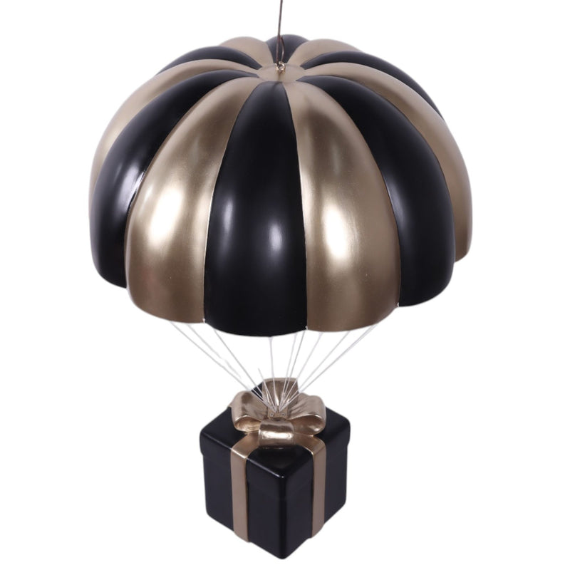 3ft Black & Gold Parachuting Christmas Present Commercial Christmas Display Prop