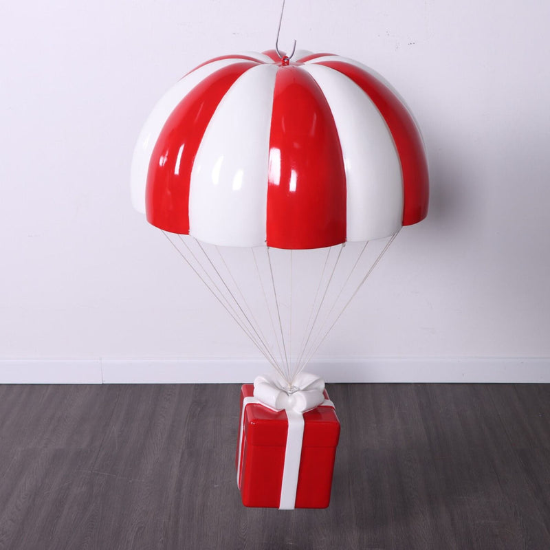 3ft Red & White Parachuting Christmas Present Gift Commercial Christmas Display Prop