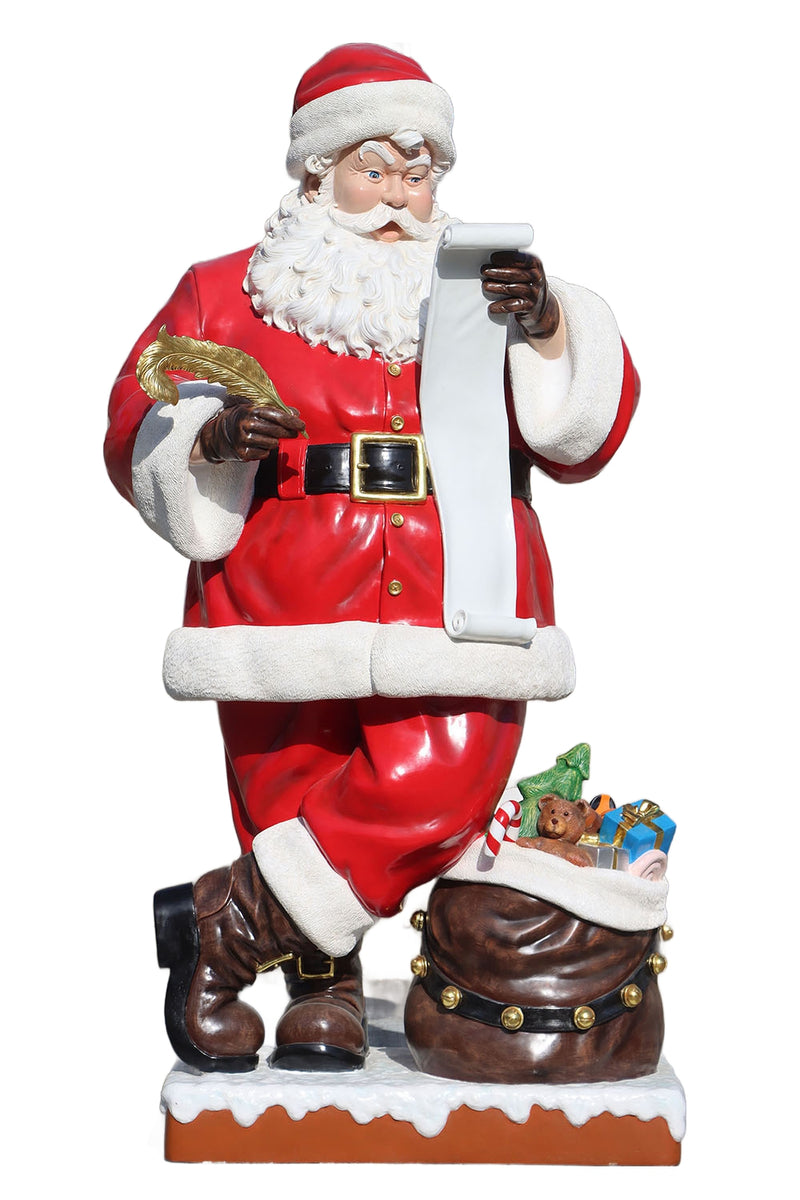 2.8m Standing Santa with List & Sack Commercial Christmas Display Prop