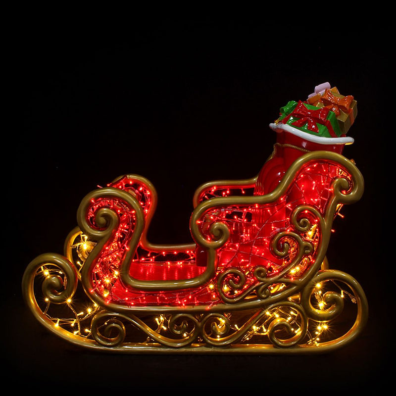 1.6m Red and Gold Santa's Sleigh Lit Christmas Commercial Display
