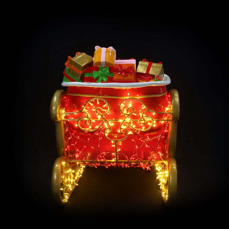 1.6m Red and Gold Santa's Sleigh Lit Christmas Commercial Display