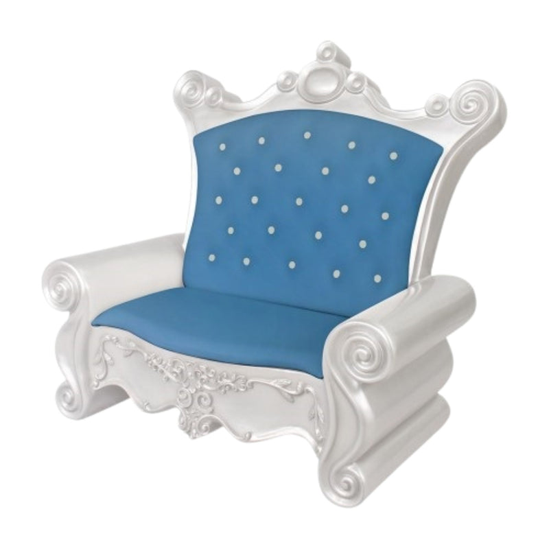 Santa's Plush Sofa in Blue and White Commercial Christmas Display