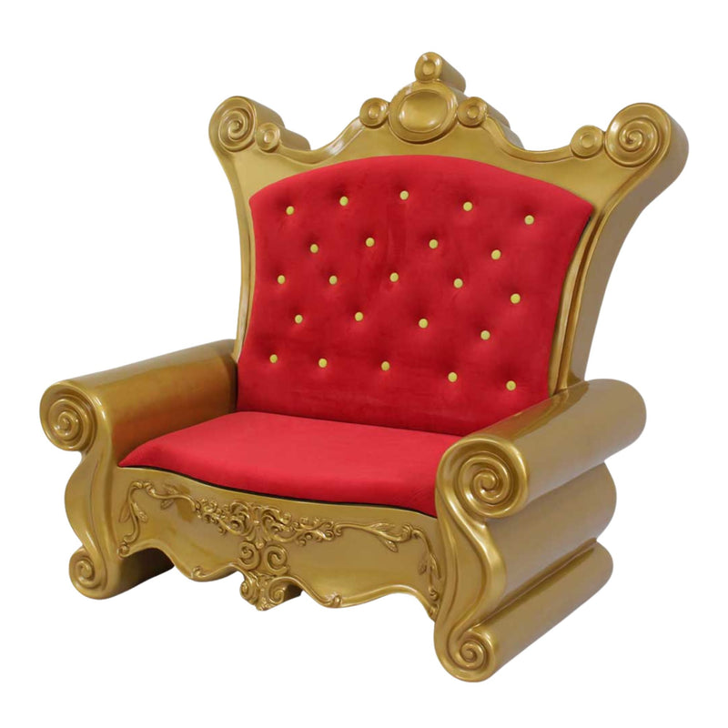 Santa's Plush Sofa in Red and Gold Commercial Christmas Display