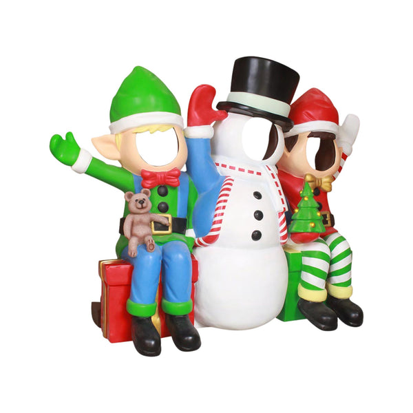 1.75m Snowman and Elf Friends Christmas Photo Opportunity Prop