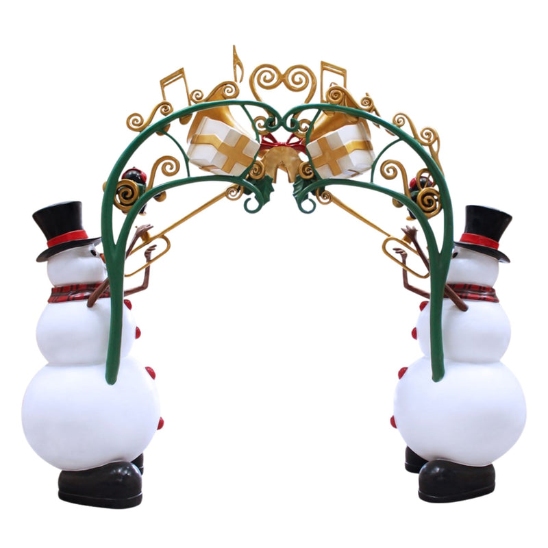 3.25m Giant Lifesize Festive Trumpeting Snowmen Commercial Christmas Archway Entrance Display Prop