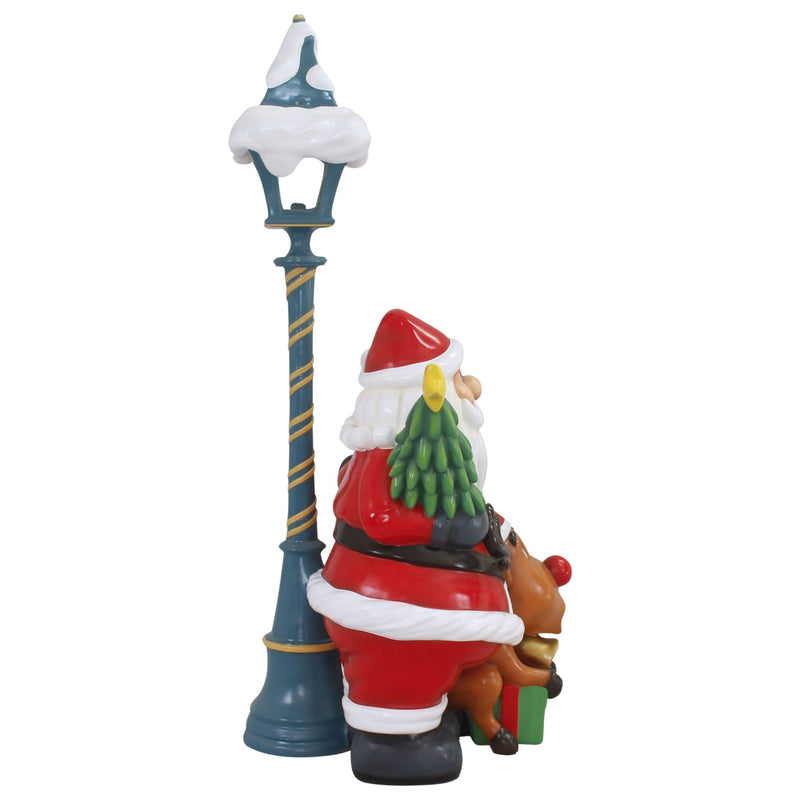 1.8m Fun Santa With Snowman and Reindeer at Streetlight Christmas Display Prop