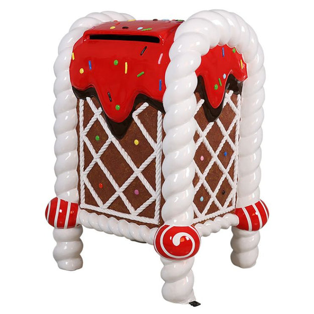 90cm Iced Gingerbread Mail Box Commercial Christmas Display Prop