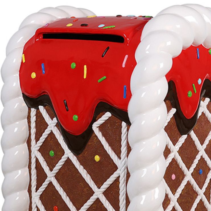 90cm Iced Gingerbread Mail Box Commercial Christmas Display Prop