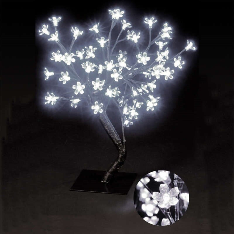 45cm White Cherry Blossom Christmas Tree with 40 LEDs
