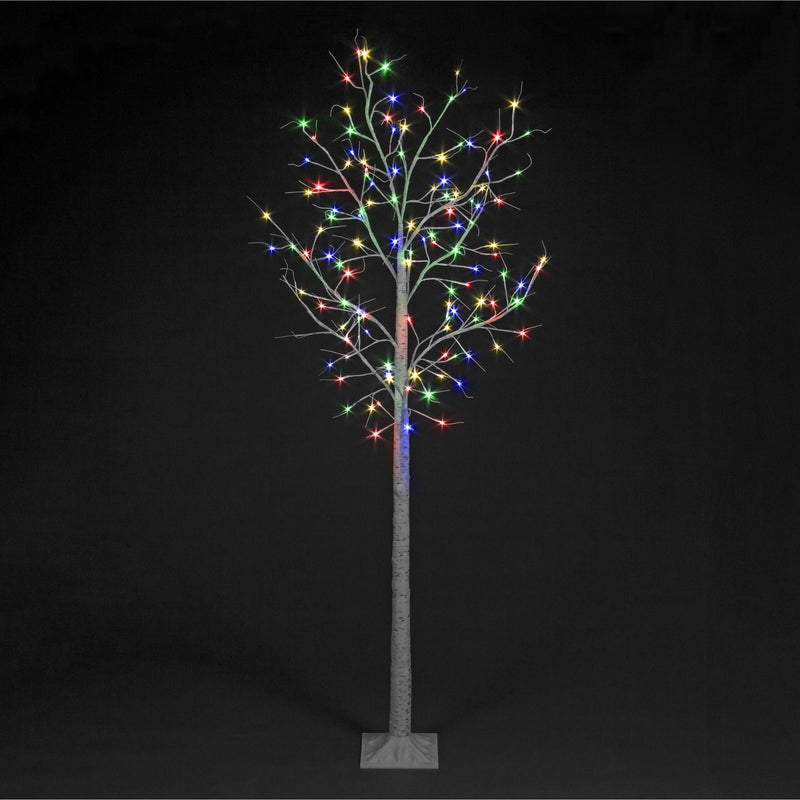 8ft Birch Tree Pre Lit with Multi Coloured LEDs
